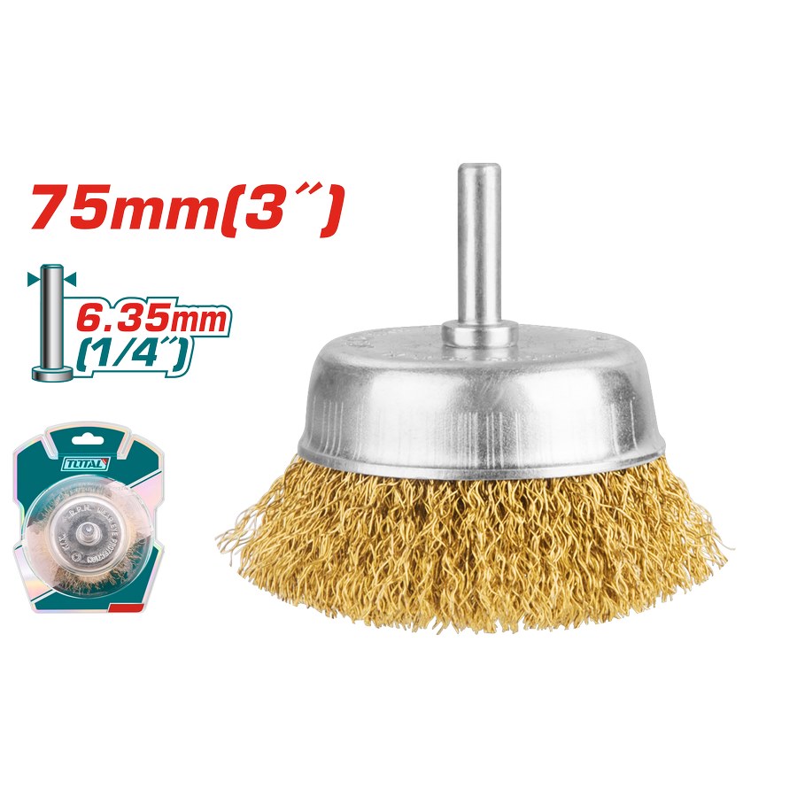 Spazzola a Tazza 75mm Ottone Attacco 1/4" TAC33031