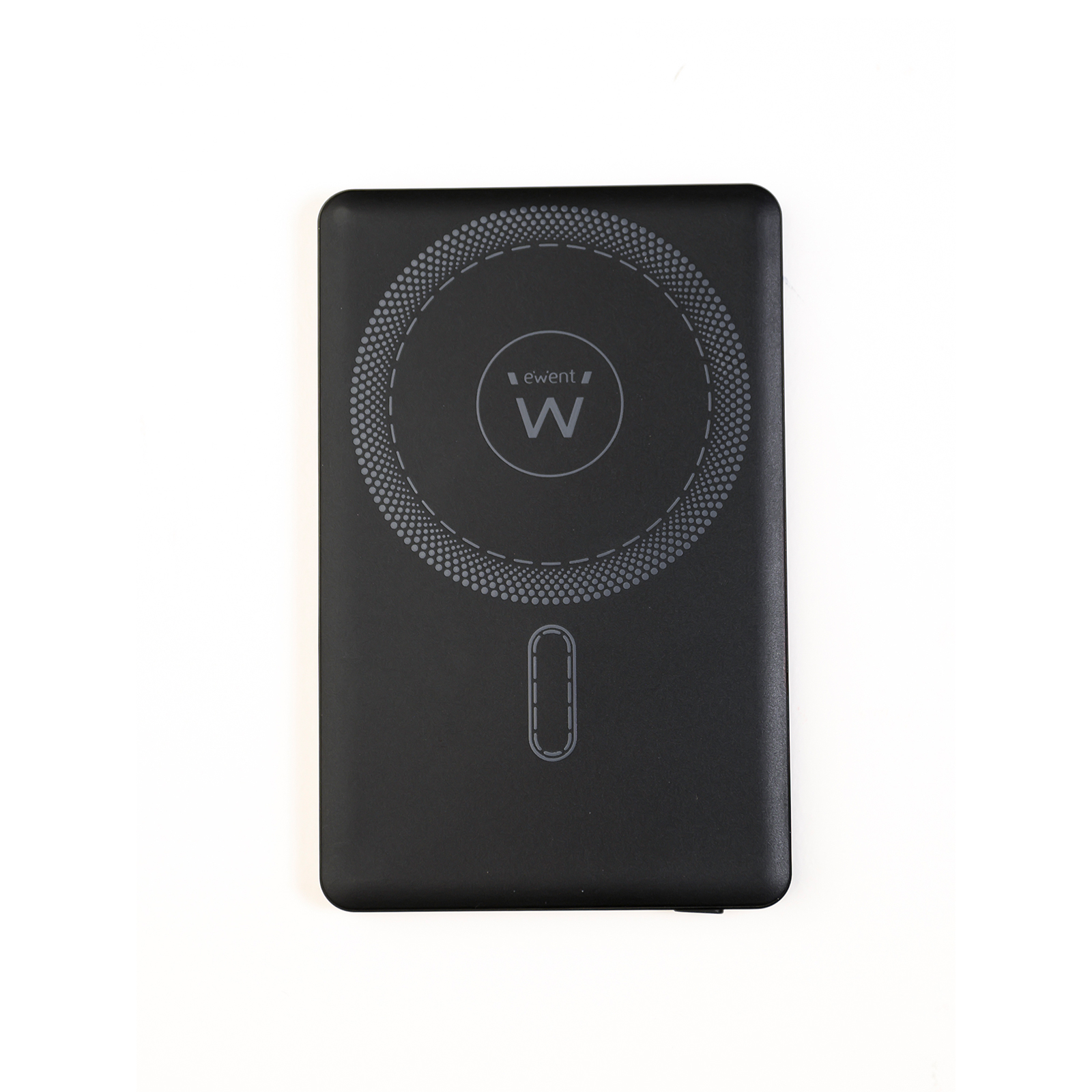 EW1160 - PowerBank ULTRASLIM Magsafe® 5000 mAh PD 20 W, 1 porta USB-C (ingresso/uscita), 1 porta USB-A (uscita) con supporto e LED di stato, 104 x 67 x 8,55 mm, 112 g, Nero
