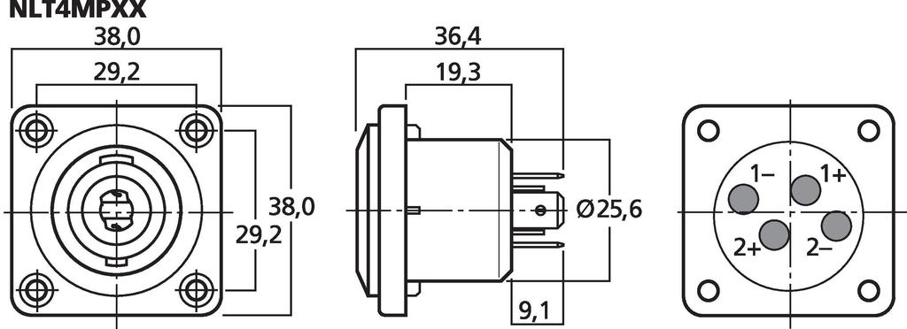 NLT4MPXX - Presa da pannello Speakon, IP54
