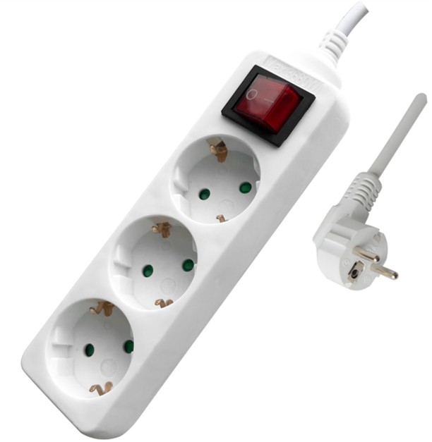 Multipresa con interruttore a 3 posizioni tipo F Schuko Spina Schuko 16A 250V~ Cavo da 1,5mt