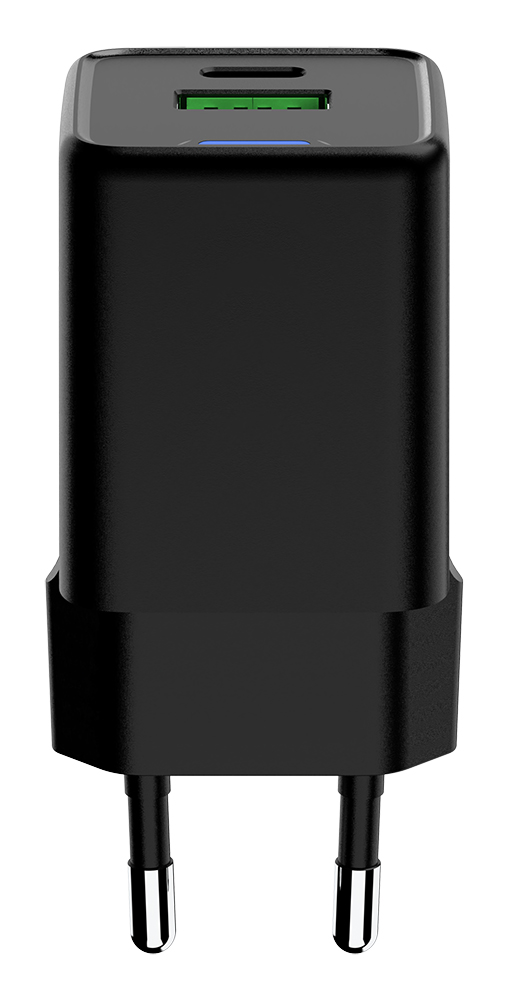 Caricabatterie USB GAN 20W PD 1 USB-C + 1 USB-A Nero