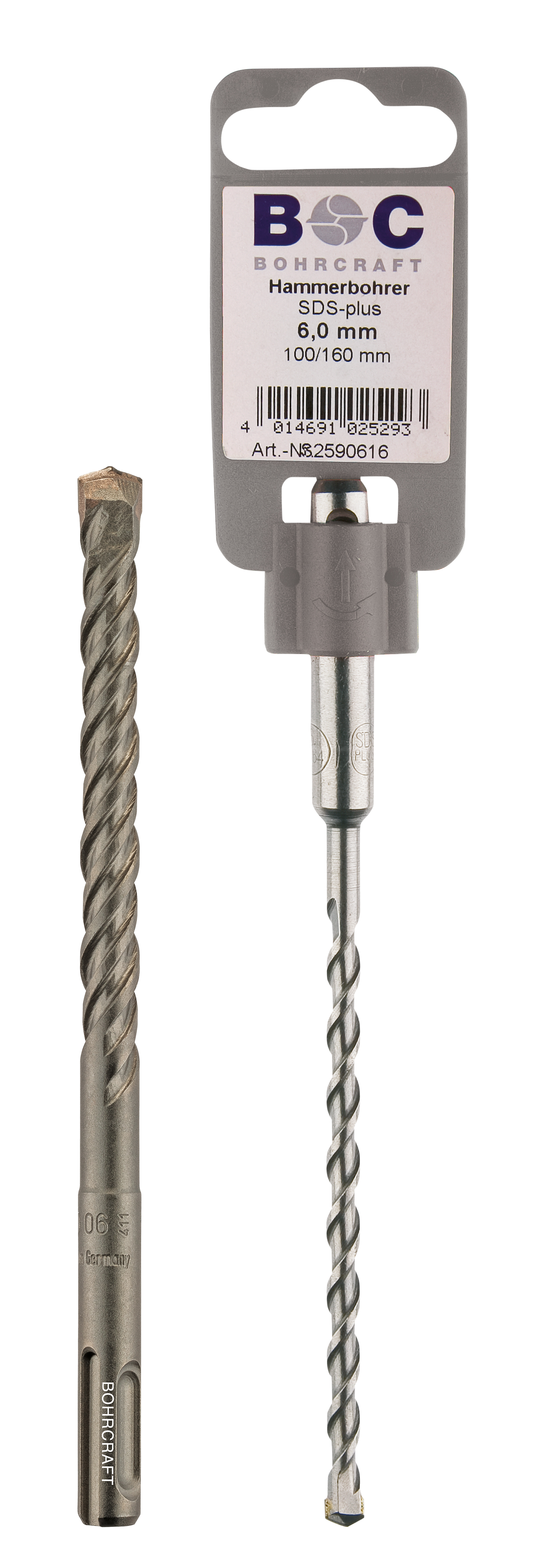 BOHRCRAFT 26100505516 Punta per martelli con inserti MD, attacco SDS-PLUS 4 eliche ø 5,5 mm L=160 mm L2=100 mm conf. 1 pz