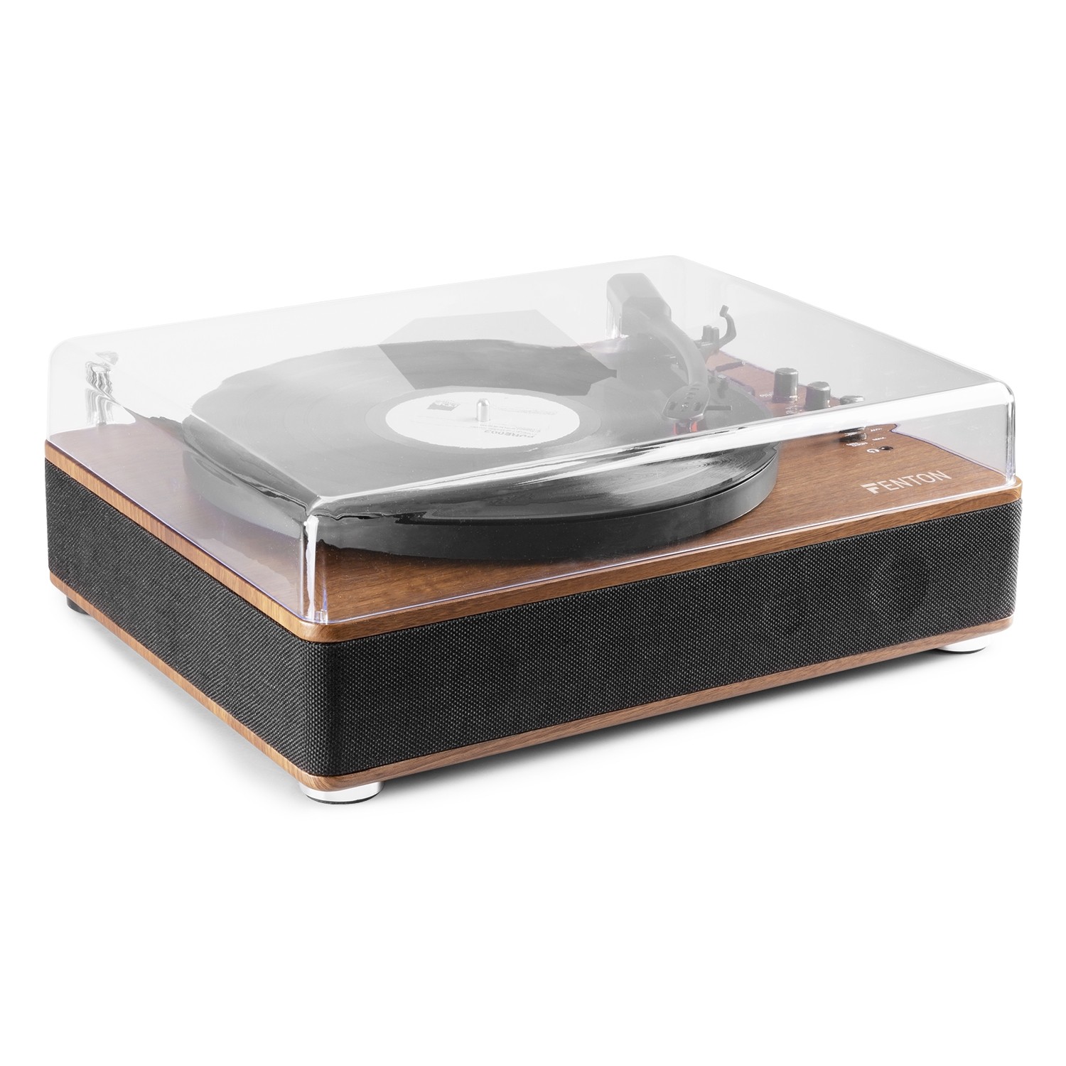 Giradischi HI-FI HQ, Amplificato con altoparlanti integrati e ricevitore Bluetoothcon, finitura in legno di noce RP162