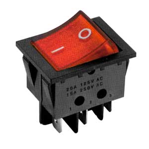 Interruttore A Bilanciere 16A-250V Bipolare Rosso INT/2280-I