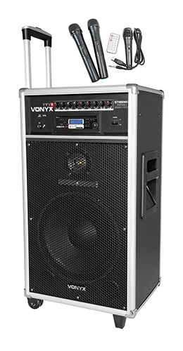 Sistema portatile 2 radiomicrofoni UHF lettore CD/ USB/ BT mod. ST180