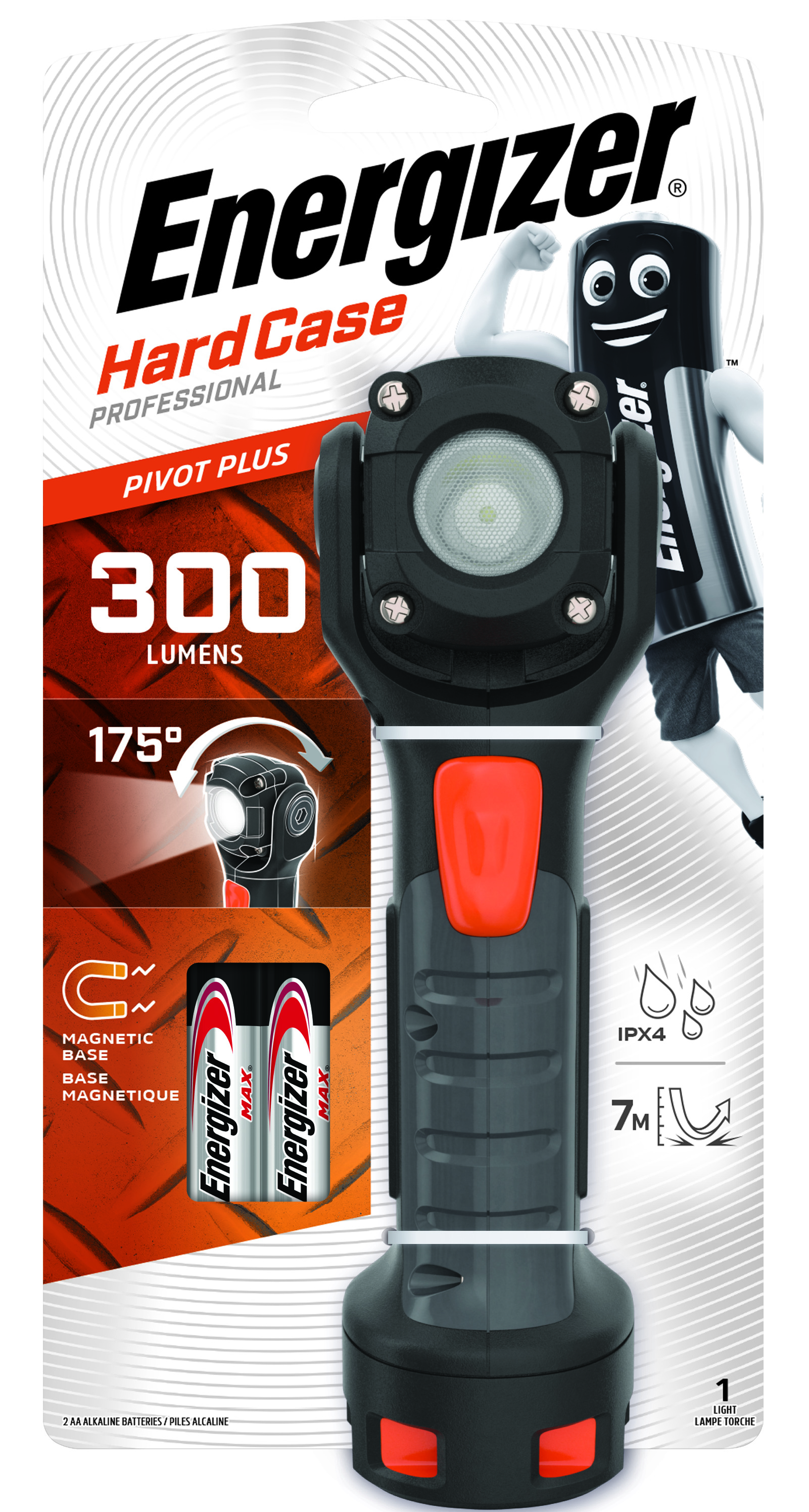 ENERGIZER EU Hard Case Pivot 2AA 300 lumens, tray