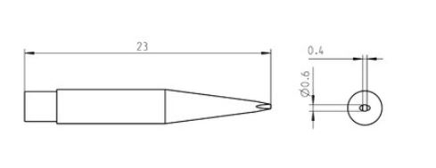 RT Micro Punta saldante, conica,  Ø 0,6 x 0,4 mm, MIL-SPEC T0050100499 Weller