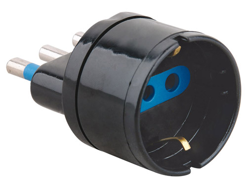 Adattatore di rete nero spina 2p+t 10a-presa schuko -conf. bulk MKC