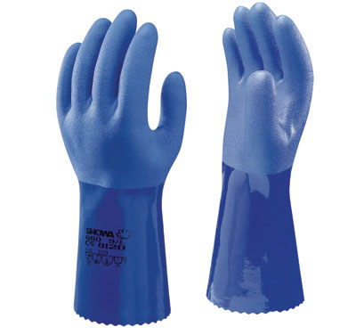 Guanti Showa in PVC resistenti ad agenti chimici, blu, misura 9/L