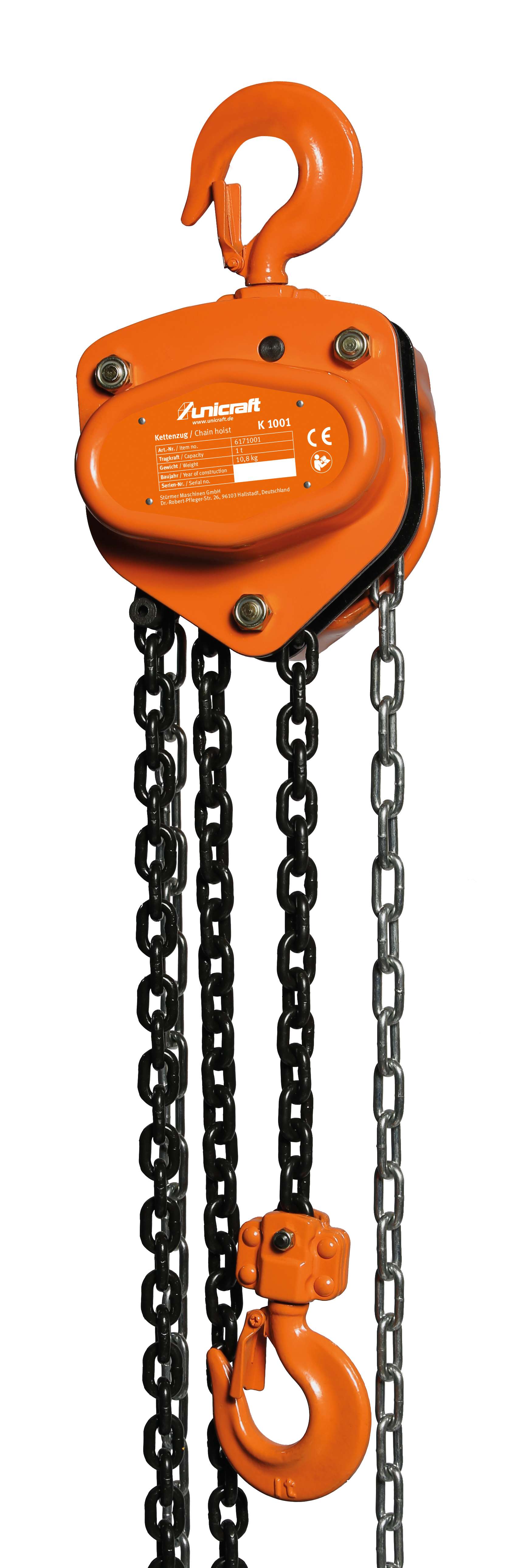 UNICRAFT 6171010 Paranco a catena K 10001, portata 10 t