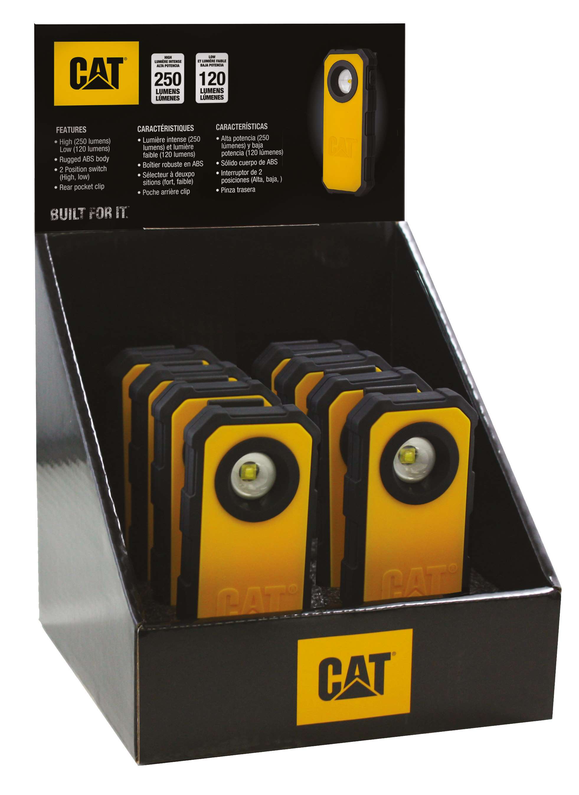 CAT CT51208 | Espositore torce tascabili in ABS 250 Lumen 8 pezzi
