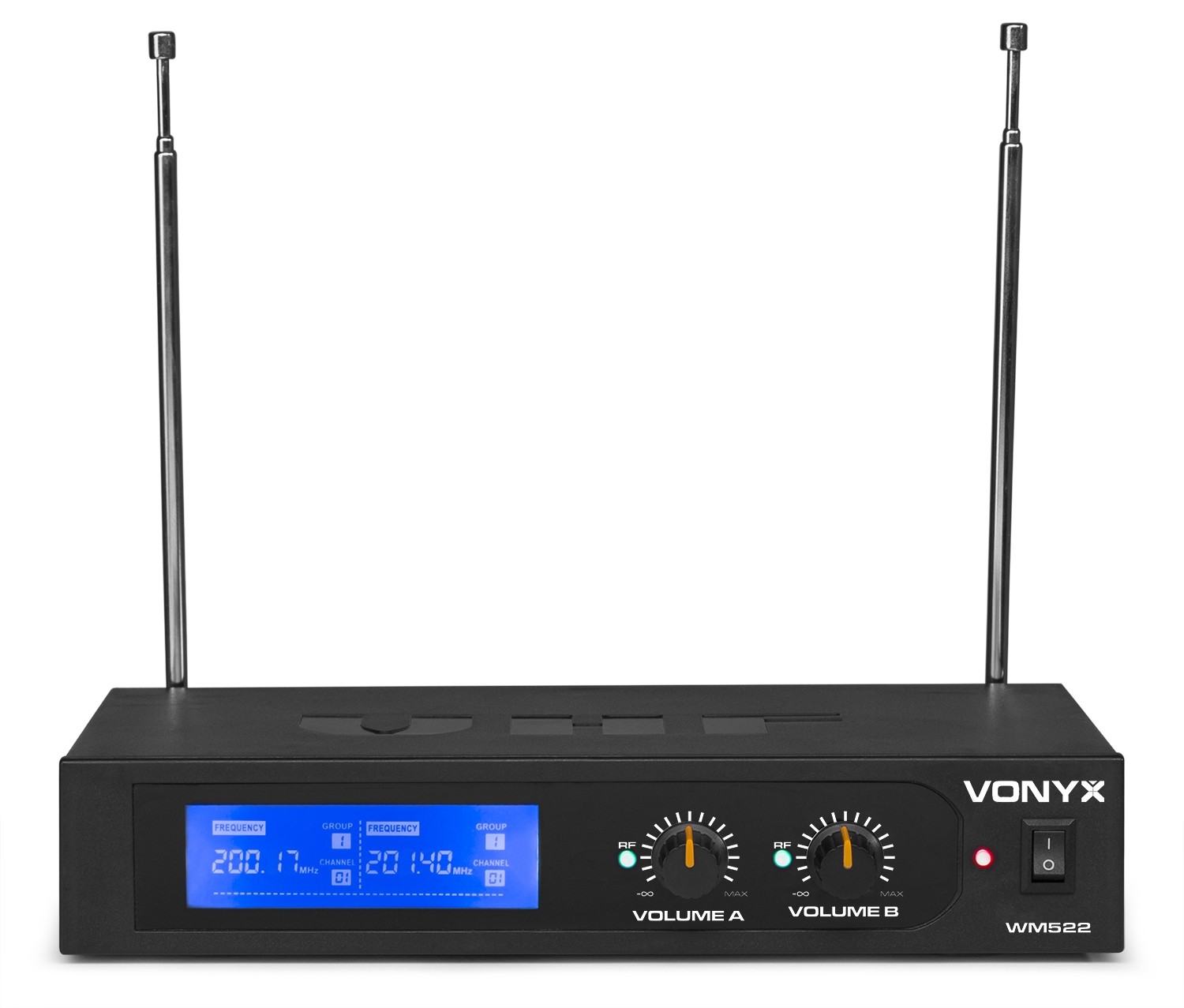 Set microfonico VHF a 2 canali con 2 microfoni palmari, mod. WM522