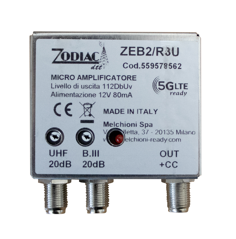 ZEB2R3U - Amplificatore DVB-T2  5G Free da palo a 2 ingressi, banda: III - UHF