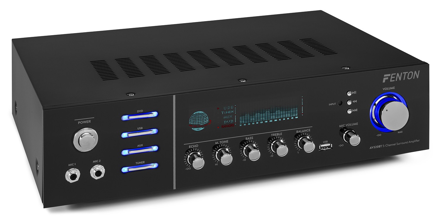 Amplificatore Hi-fi, 2x100W con ricevitore bluethooth/ SD/USB AV320BT