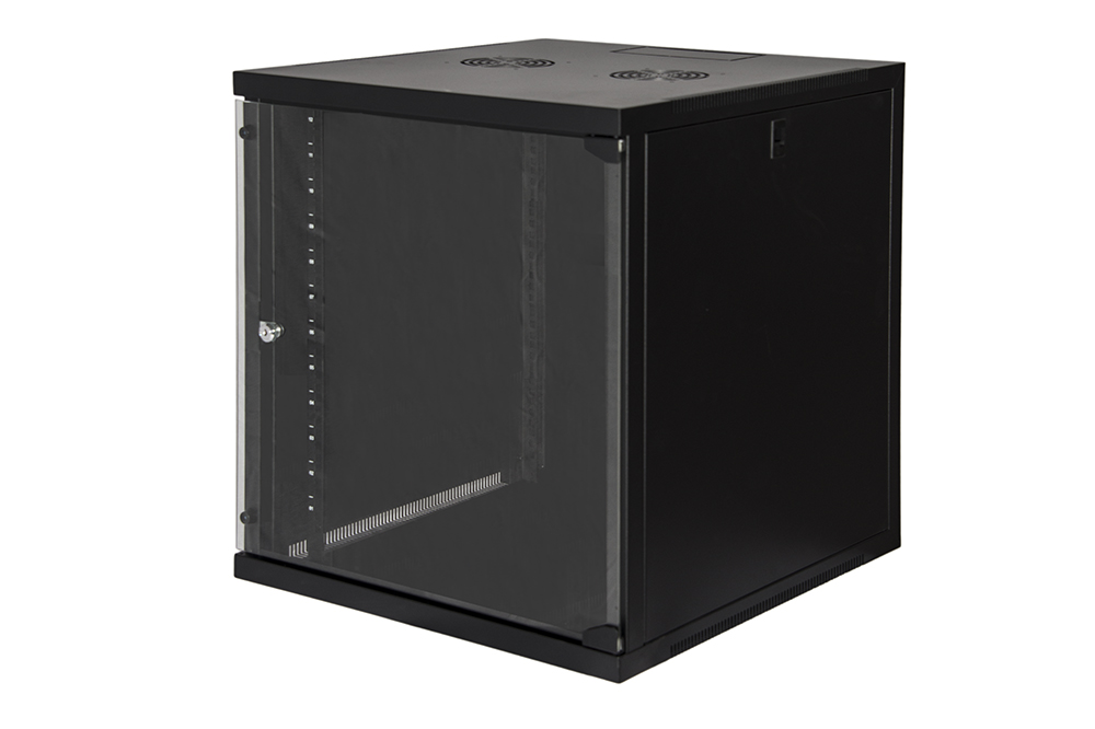 MK1912U66N - ARMADIO RACK 19 12 UNITA' DA MURO COLORE NERO PORTA VETRO
