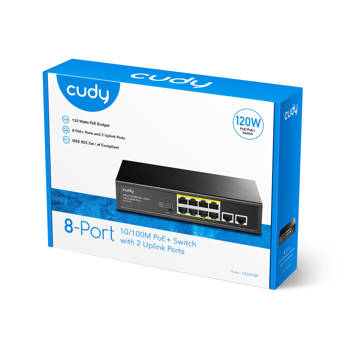 FS1010P - 8-Port 10/100M PoE+ Switch with 2 Uplink Ports 120W
