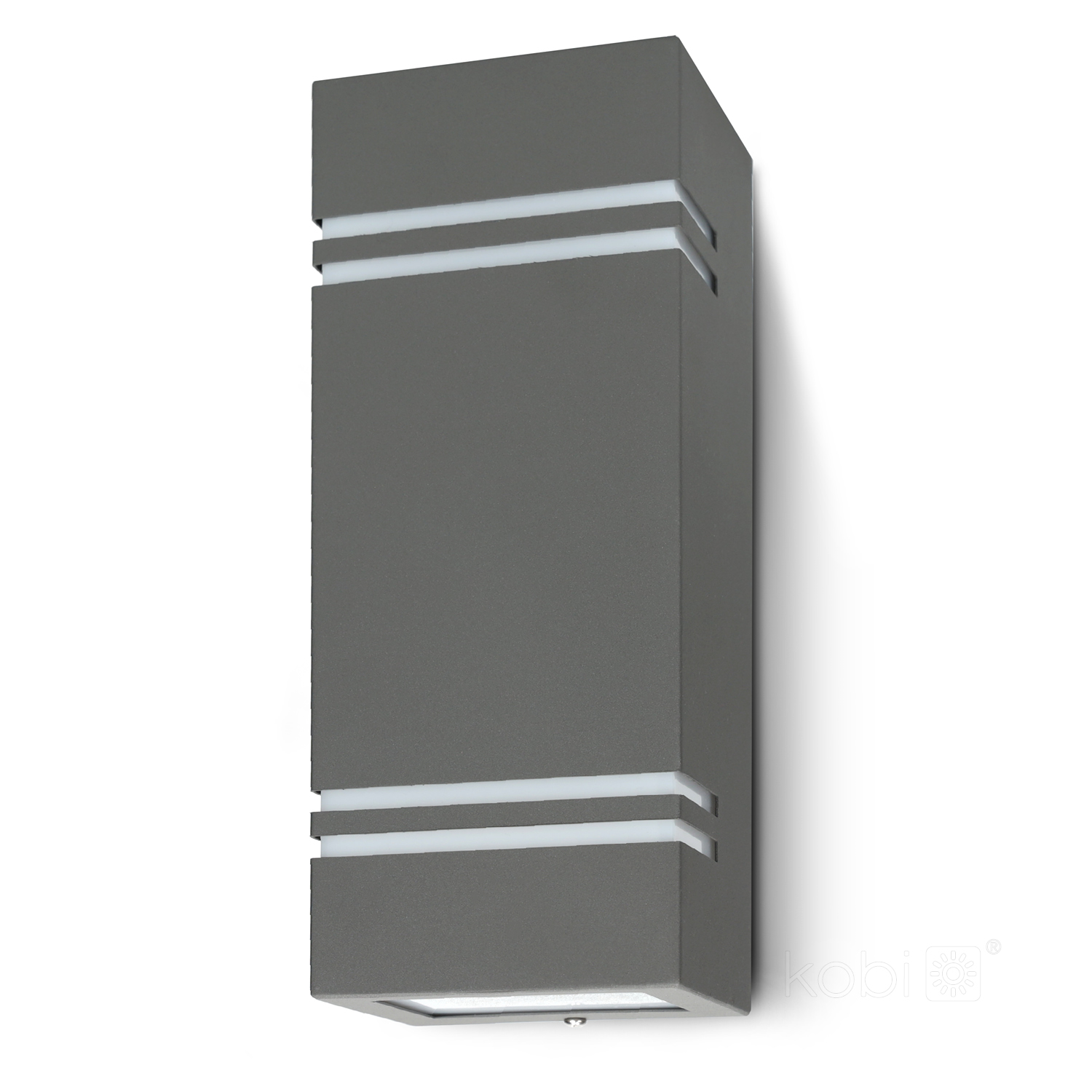 QUAZAR 7 - applique da esterno biemissione 2xGU10 IP44 grigia, KOBI