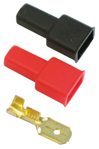 Faston maschio 6.35mm + 10 cappucci neri + 10 cappucci rossi 5004160 MKC