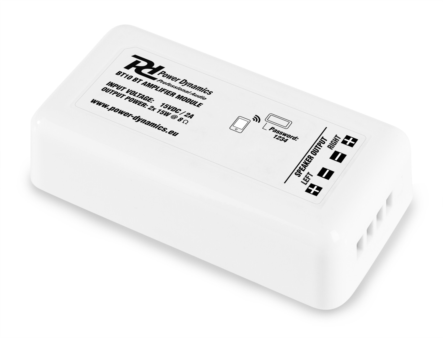 Amplificatore audio stereo compatto e con una potenza di 60W (2x30W), Mod. BT10
