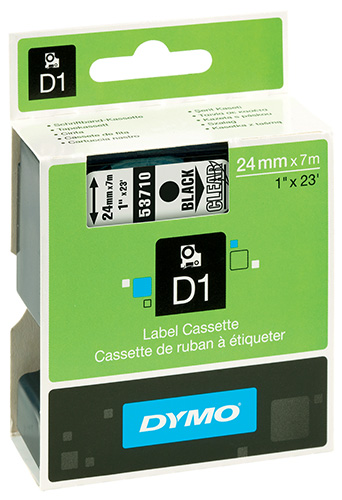 Nastro di scrittura D1 - 24 mm x 7 m Nero/Trasparente