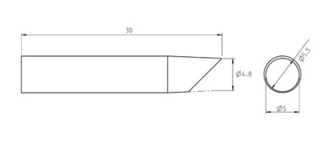 RT Ultra Punta saldante, taglio sbieco Ø 5.0 mm, MIL-SPEC T0050105799 Weller