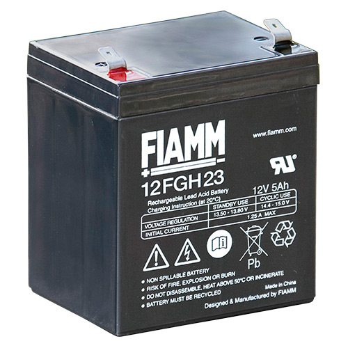 Batteria al piombo ricaricabile 12V 5Ah ermetica longlife  faston 6.3mm FIAMM