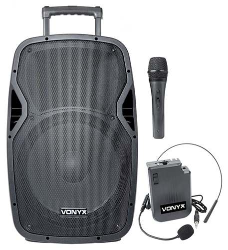 VONYX 550923425 Sistema portatile 12" da 600W  con 2 radiomic. UHF mod. AP1200PA
