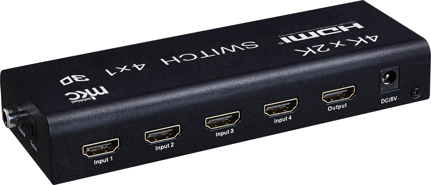 Selettore HDMI 4K 30Hz 4 IN × 1 OUT con estrattore audio mod. MK-DSW4-M