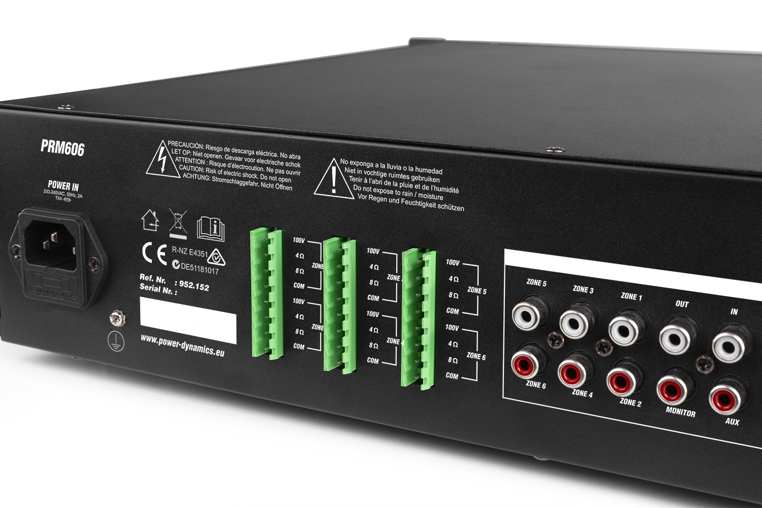 Amplificatore da 360W 6 zone 6 x 60W, 100V/8Ohm mod. PRM606