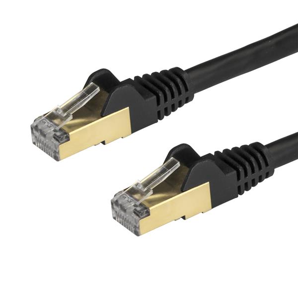 Startech.com 6ASPAT50CMBK Cavo Ethernet CAT6a da 50cm - Cavo di rete Lan RJ45 10 Gigabit Schermato 100W PoE - Cavo dati patch STP 10GbE - Testato individualmente - Certificato UL/TIA - Nero (6ASPAT50CMBK)