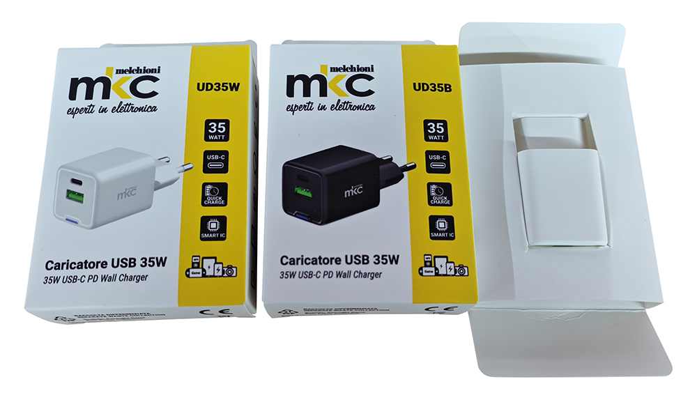 Caricabatterie USB GAN 35W PD 1 USB-C + 1 USB-A Bianco