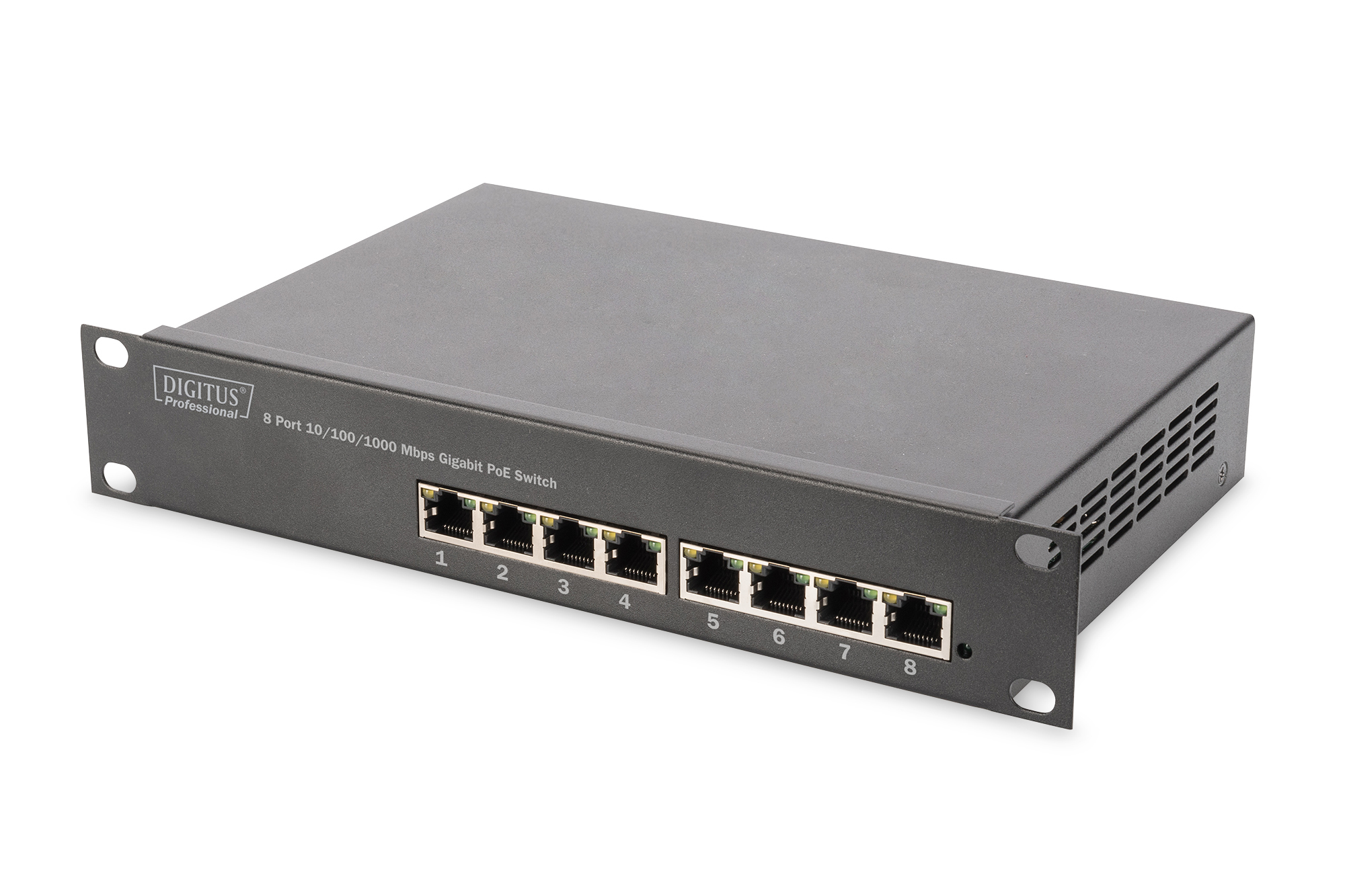 Digitus DN-95317 Switch Gigabit Ethernet PoE PoE 8 porte, 10 pollici, budget PoE 80W