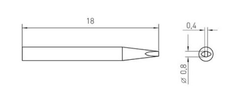 RT Micro Punte saldante, Ø 0,8 x 0,4 mm T0054462399N Weller