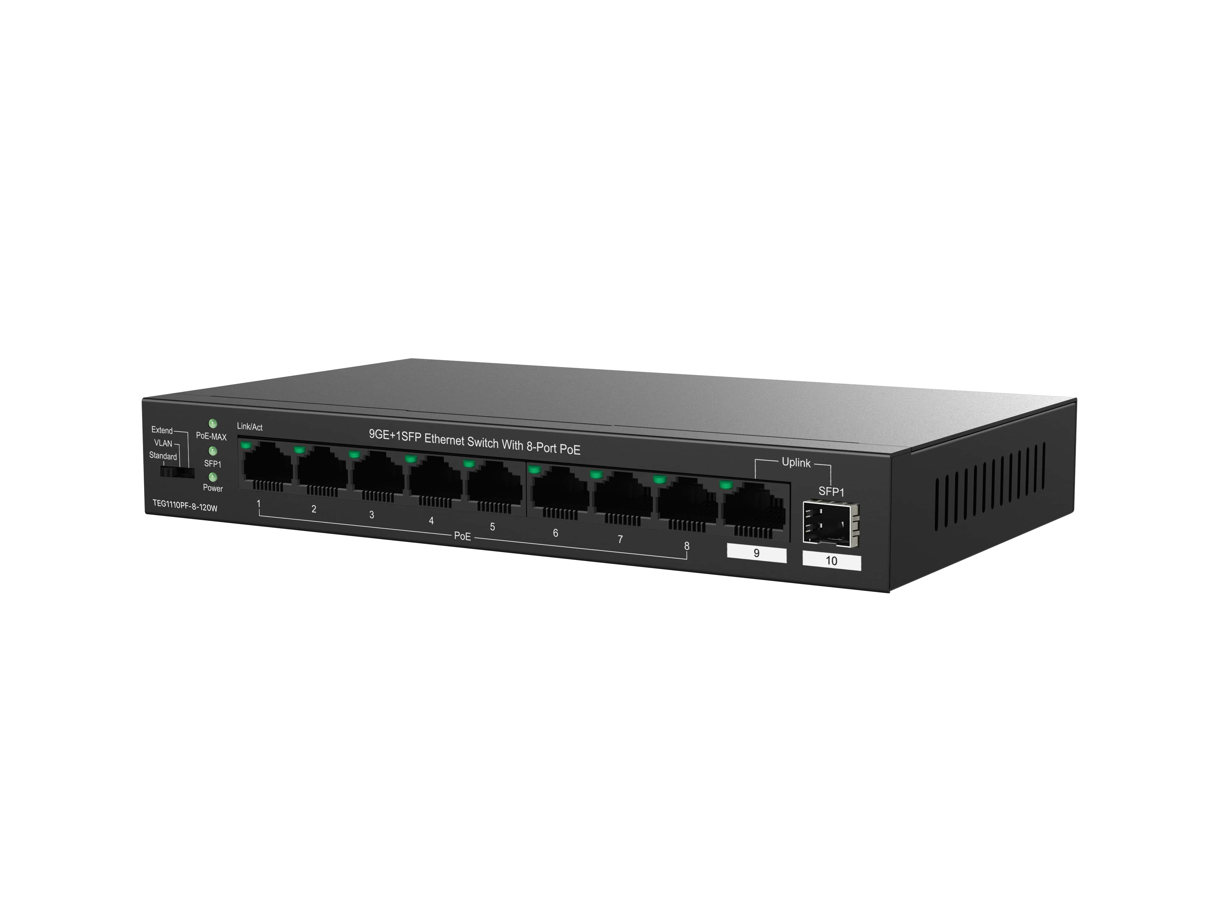 TEG1110PF-8-120W - Switch Gigabit PoE - 10 porte (8*GE PoE + 1*GE + 1*SFP )