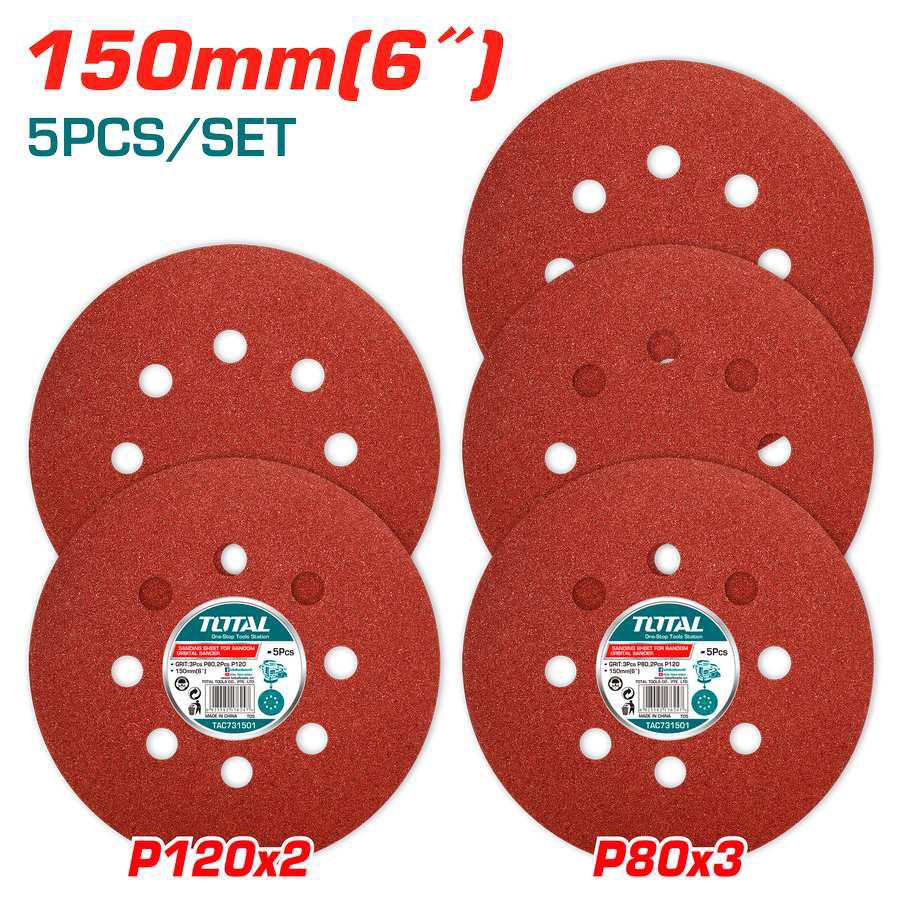 Set 5 Dischi Abrasivi da 150mm - P80 e P120 TAC731501