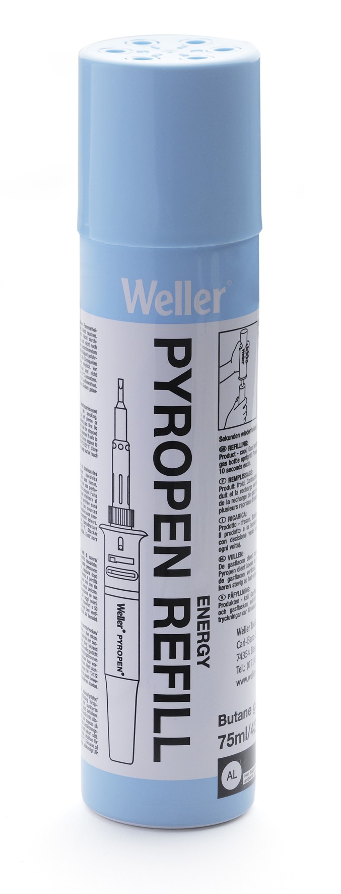 Bomboletta di ricarica gas butano Weller, 0,75 ml, T0051616099