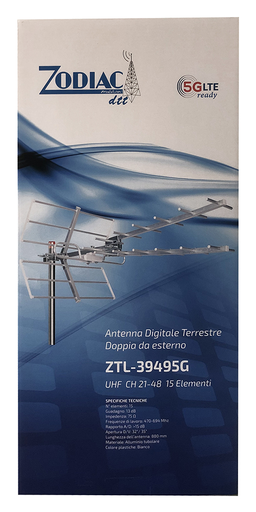 Antenna doppia UHF 15 elementi 5G Free mod. ZTL-39495G