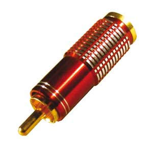Spina Volante Dorato Coassiale RCA Schermata Rossa SP/369R-C