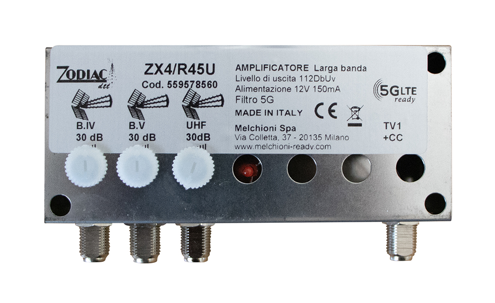 AX4/R45U - Amplificatore DVB-T2  5G Free da palo a 3 ingressi, bande: IV - V - UHF