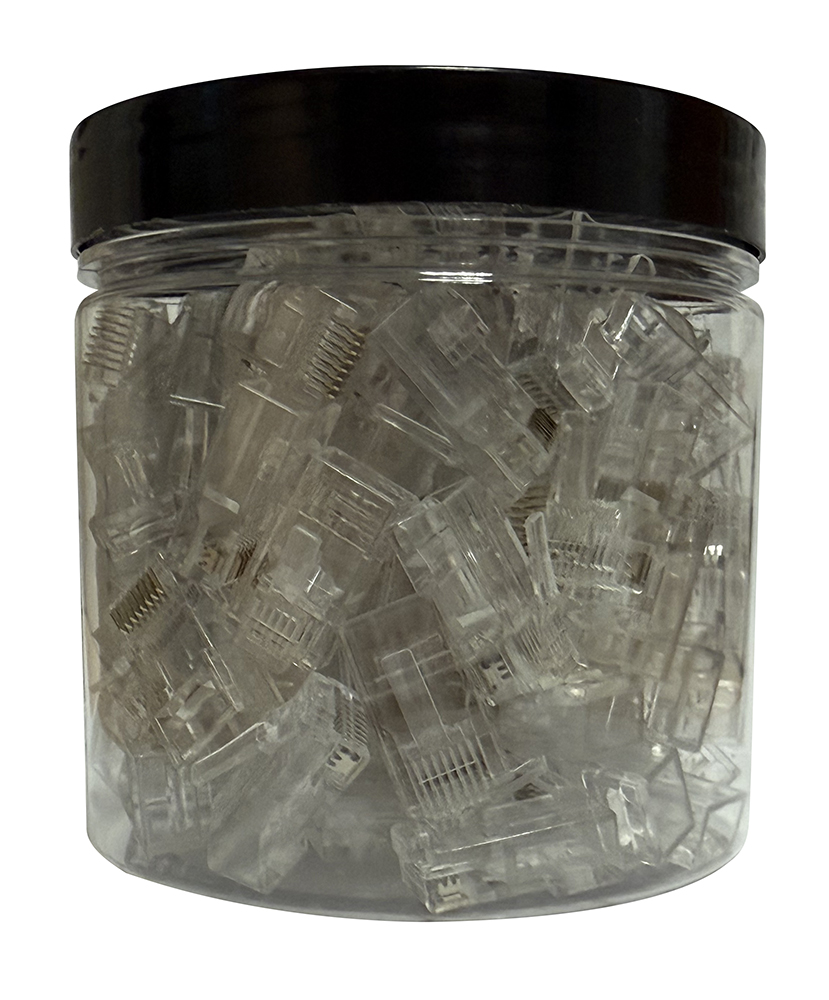 Spina RJ45 connettore con fori passanti Cat5e UTP (barattolo da 100pz)