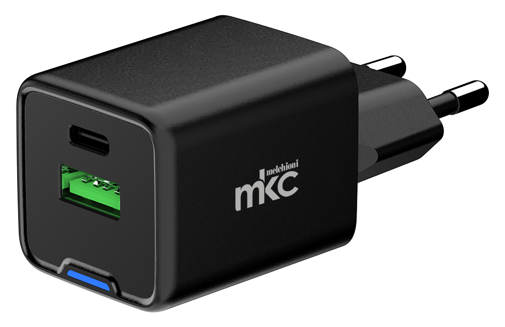 Caricabatterie USB GAN 35W PD 1 USB-C + 1 USB-A Nero