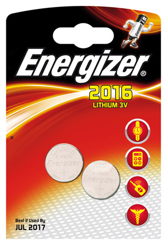 Batteria al litio Energizer 3V CR2016 blister da 2 pezzi