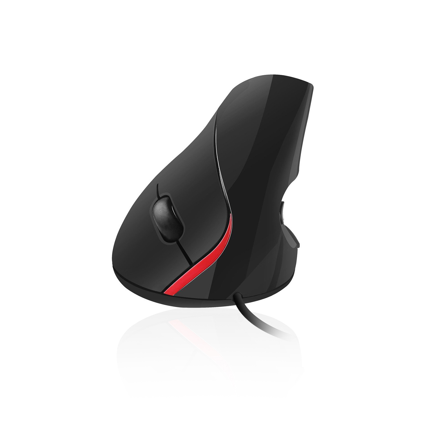 Mouse ottico verticale/ergonomico USB2.0 1000dpi, 5 pulsanti, nero
