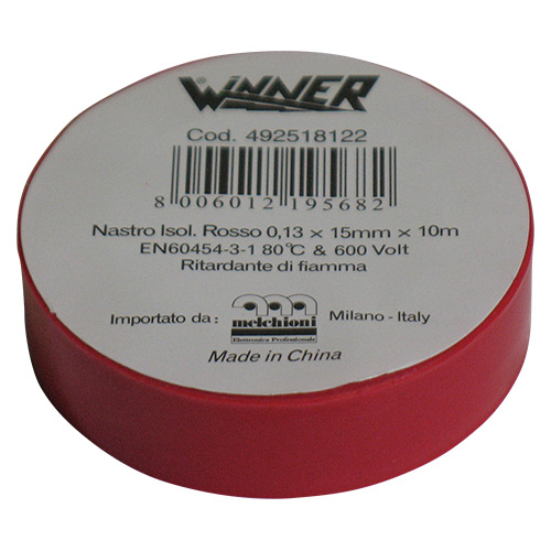 Nastro isolante rosso 0,13mmx15mmx10mt autoestinguente MKC