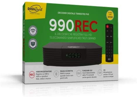 Decoder Digitale terrestre con display, USB PVR, DC12Ve doppio telecomando