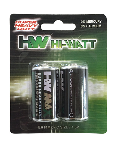 Batteria zinco carbone mezzatorcia C Hi-Watt blister da 2 pezzi
