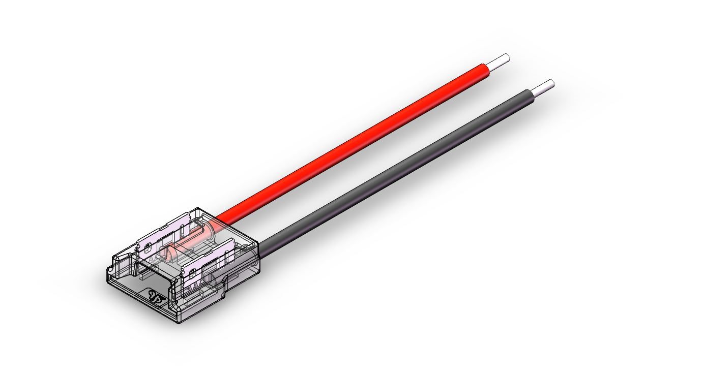 Connettore strip - cavo, 10mm 2 pin IP20 (cavo 15mm incluso)