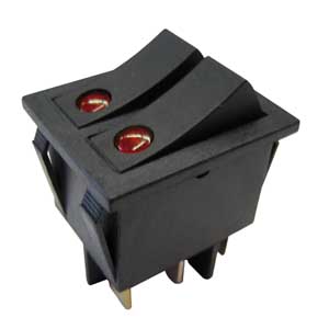 Interruttore a Bilanciere Doppio 16A 250V Nero L. M.0-1 INT/3474H-I
