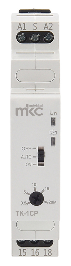 TK-1CP - Temporizzatore elettronico luce scale Guida DIN 1 modulo, con contatto pulito