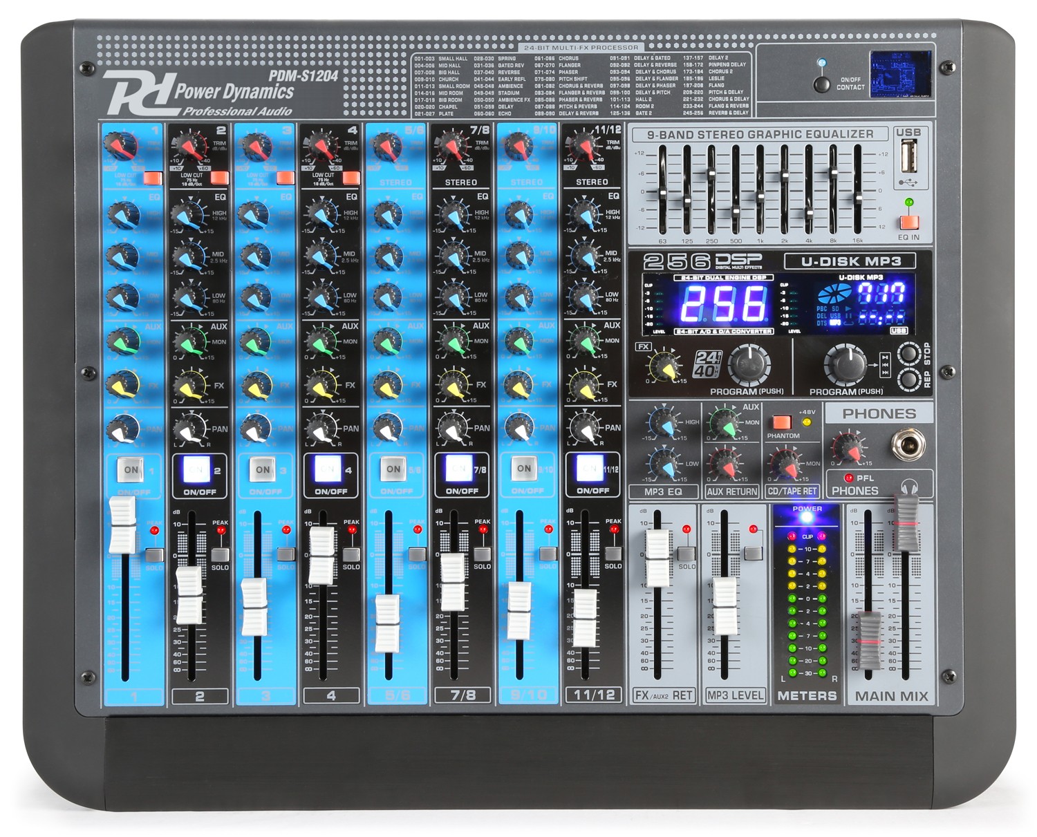 , mixer 12 canali funzione eco, dsp. ingresso usb mp3 e ricevitore bluetooth